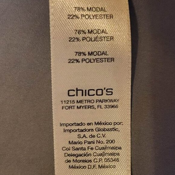 CHICO'S Gray Size 1 (Med) Secretly Smooth Linda Top Lace-Up Long Sleeve Roll Tab - Picture 5 of 7